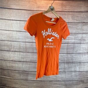 Hollister Orange Graphic Logo Short Sleeve Tee - Women's